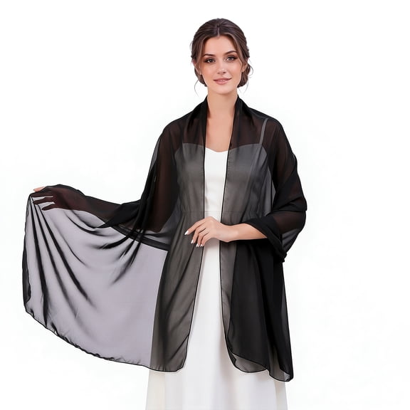 Ladiery Women Chiffon Shawls and Wraps for Evening Dresses, Elegant Soft Sheer Chiffon Stole Bride Wedding Scarf