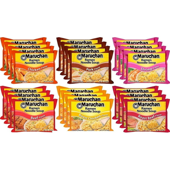 Maruchan Ramen Noodle Soup Variety Mix - 6 Flavors, 24-3 ounce packs