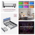 thumbnail image 4 of LEDREM Full Size LED Platform Bed Frame, Adjustable 37.1/39.6 Inch Upholstered Headboard with 4 Drawers, 2 Charging Ports & Storage Bags, Light Gray, 4 of 6