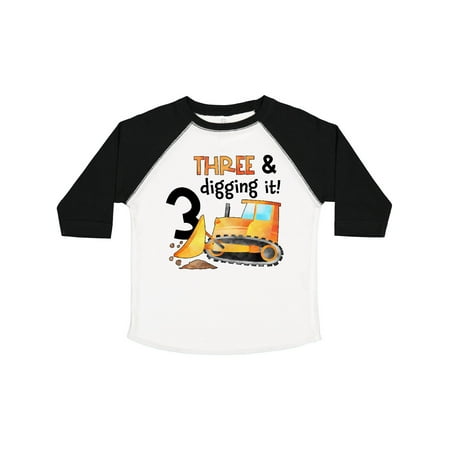 

Inktastic Three and Digging It Bulldozer 3rd Birthday Gift Toddler Boy or Toddler Girl T-Shirt