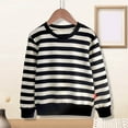 thumbnail image 2 of Hessimy Boys Adaptive Fleece Essentials For Teen Girls Winter Long Sleeve Winter y2k outdoor crewneck stripe sweatshirts pullover (Black,5-6 Years), 2 of 4