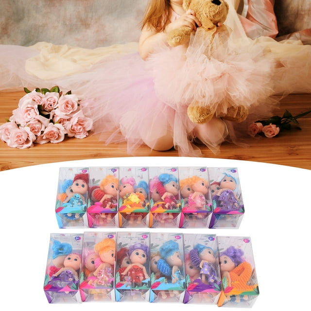 Fdit Poupée Fille Mignonne, 24 Pcs Mini Poupée Enfant Enfant Fille Exquise Unique avec Anneau Décoratif Beaux Vêtements, Poupée Exquise