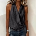 thumbnail image 5 of Womens Tank Tops Side Tie V Neck Loose Fit Cotton Sleeveless Shirts Casual Summer Black Halter Tops for Women, 5 of 7