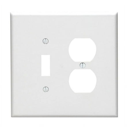 Leviton 2 Gang Thermoset Plastic Duplex/Toggle Wall Plate - White - 1 Piece