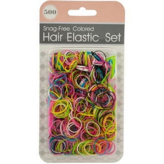 Snag-Free Colored Hair Elastics Set, 500 count, Pack Of 2