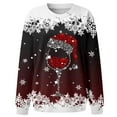 thumbnail image 5 of TIMIFIS Chandail de Noël Surdimensionné pour Femmes, Décontracté et Mignon, Imprimé Flocon de Neige et Verre de Vin Rouge, Col Rond, Chandail à Enfiler, Cadeaux pour Femmes pour Noël, 5 of 5