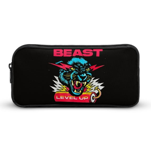 Mr Beast Level Up Logo Pencil Case Large Capacity, Marker Pen Bag Coin Pouch Office Stationery Organizer, Cosmetic Bag, Portable Soft Pen Bag for Student College