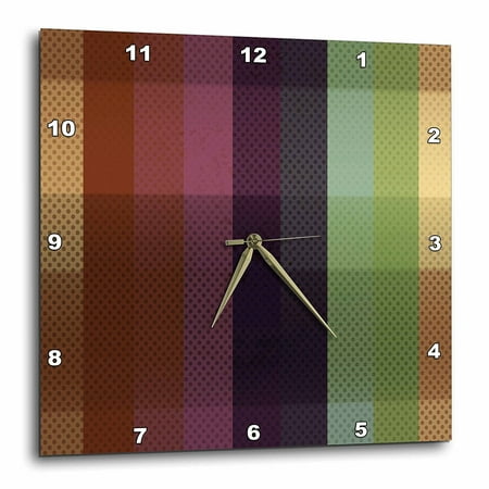 - 3dRose Blue, Pink, Green, Brown Wide Stripes With Dots, Wall Clock, 13 by 13-inch