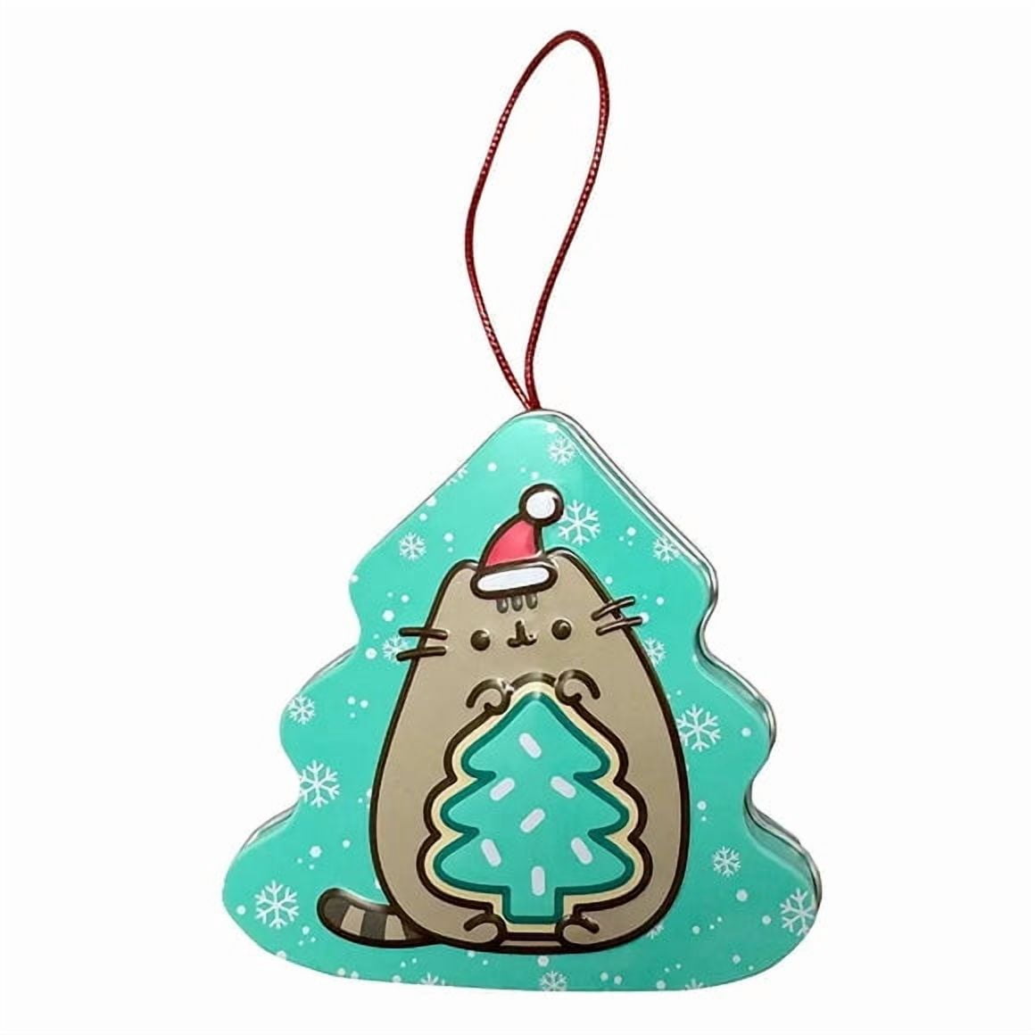 Pusheen Meowy Christmas Tin, 1.4 Ounces of Sour Green Apple Tree-Shaped Candies - 12 Count Display Box