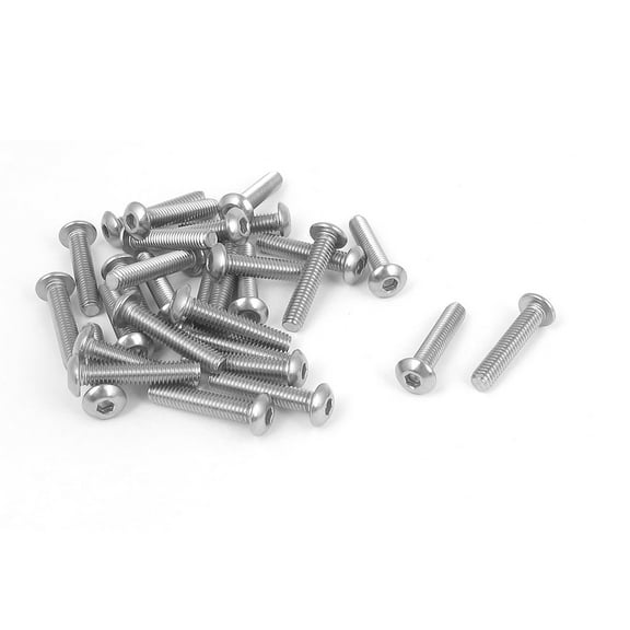 M4x20mm 304 Stainless Steel Hex Socket Countersunk Round Head Screw Bolts 30PCS