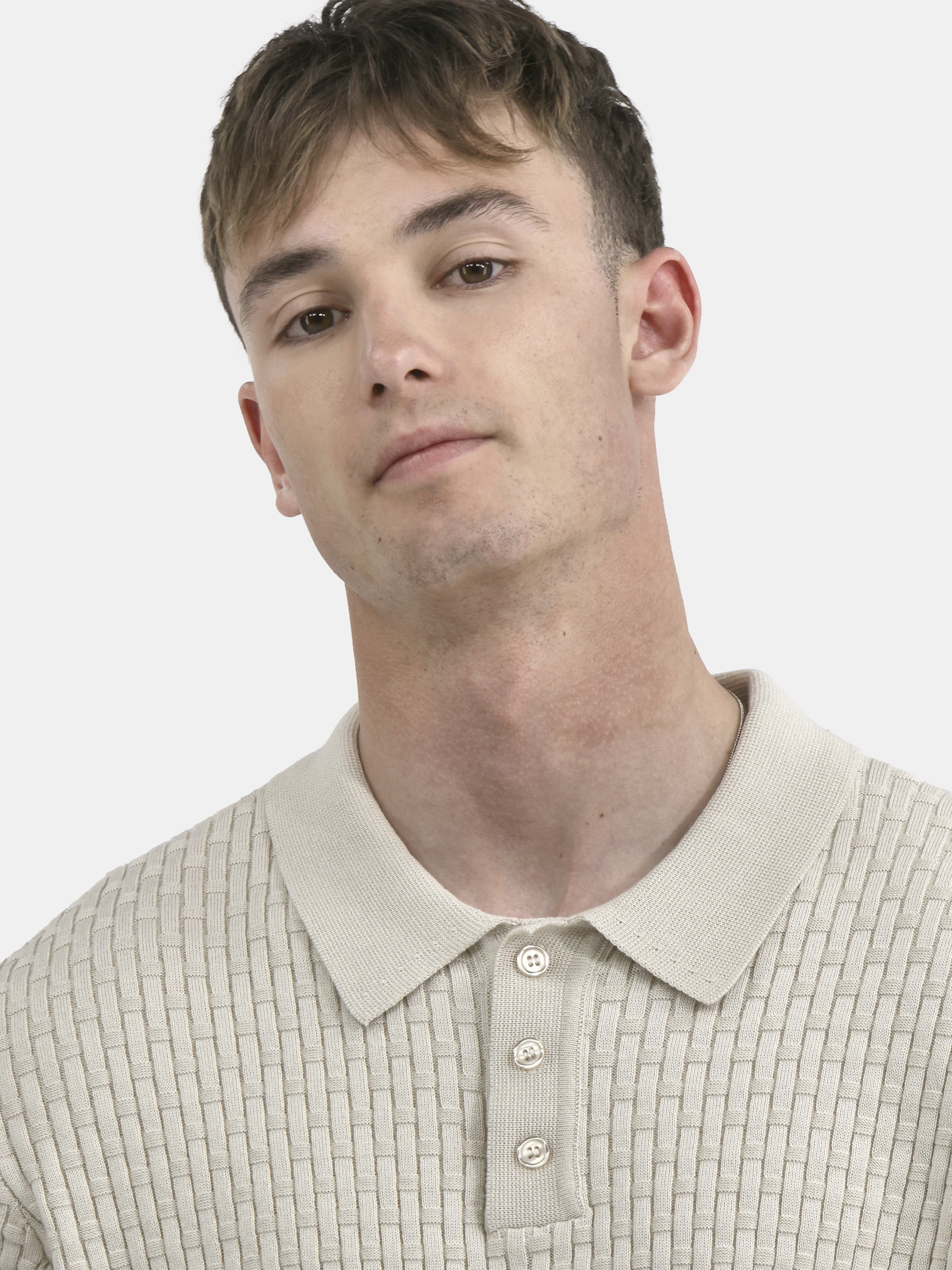 No Boundaries Basket Stich Polo Sweater, Men's and Big Men's