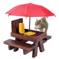 thumbnail image 2 of Wooden Cob Holder With Umbrella Squirrel Feeder Picnic Table Gift For, 2 of 5