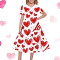 thumbnail image 2 of Afuyipoi Girls Heart Peinted Dress,V-Neck Elastic Waist Short Sleeve Festival Dresses White 9-10, 2 of 7