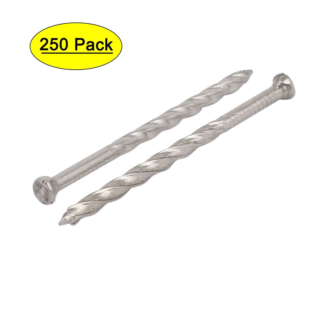 1.5inch Length 304 Stainless Steel Screw Nails Silver Tone 250pcs