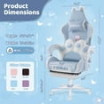 thumbnail image 6 of Waleaf Gaming Chair with Cat Paw Lumbar Cushion and Cat Ears for Girls, Reclining Office Computer Chair with Footrest for Adults, Teens, 6 of 6