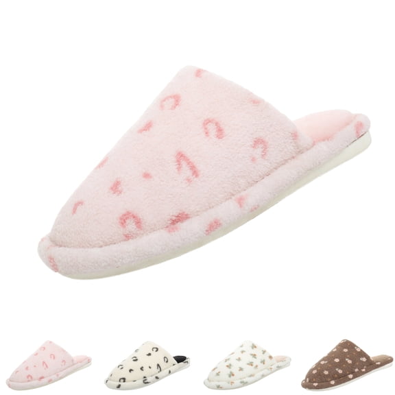 Polka Dot Closed Toe Slippers For Women Mens Soft Fuzzy Plush Slides For Indoor Daily Wear