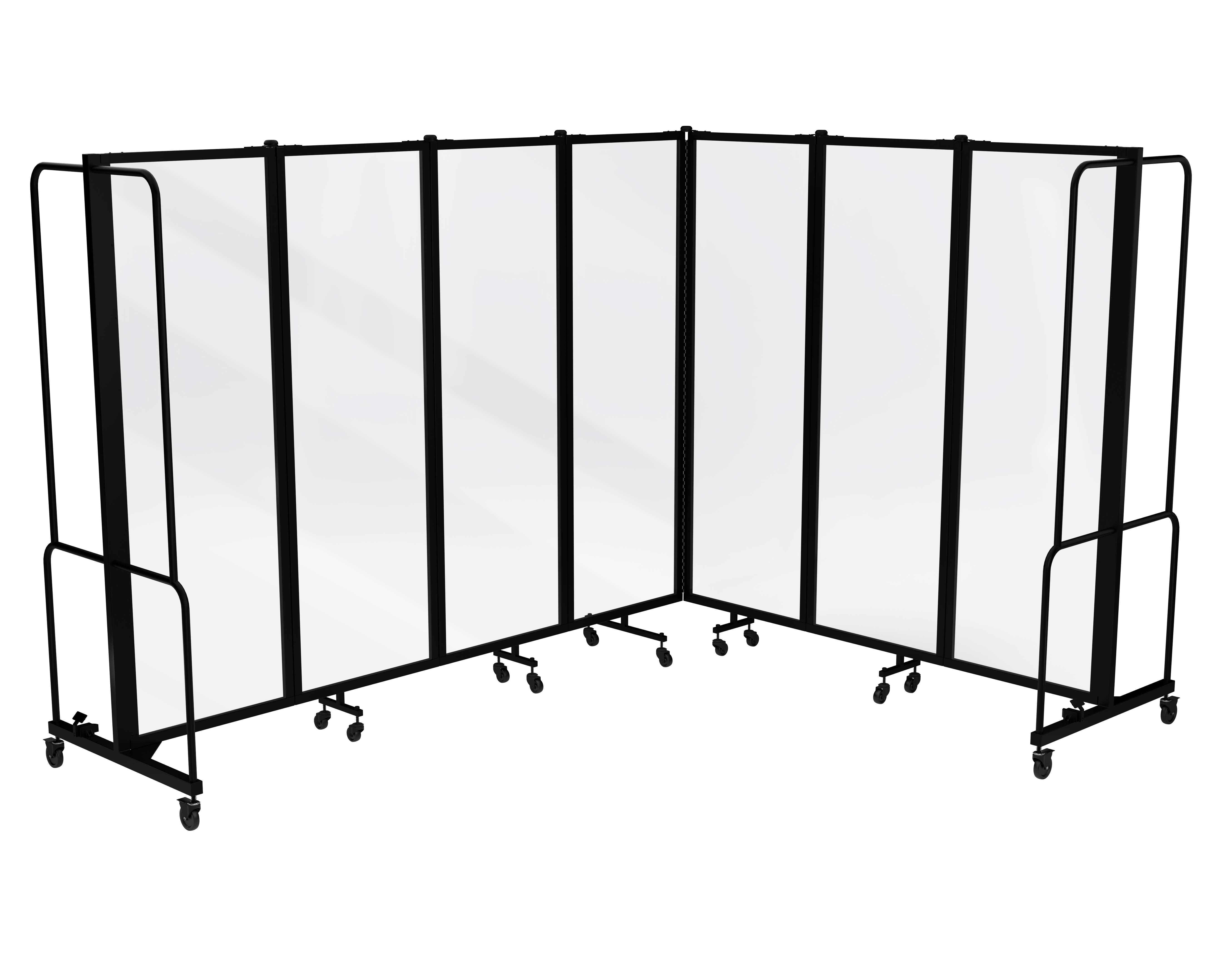 Hampden Furnishings Otis Collection Portable Room Divider, 7 Transparent Panels, Black Frame