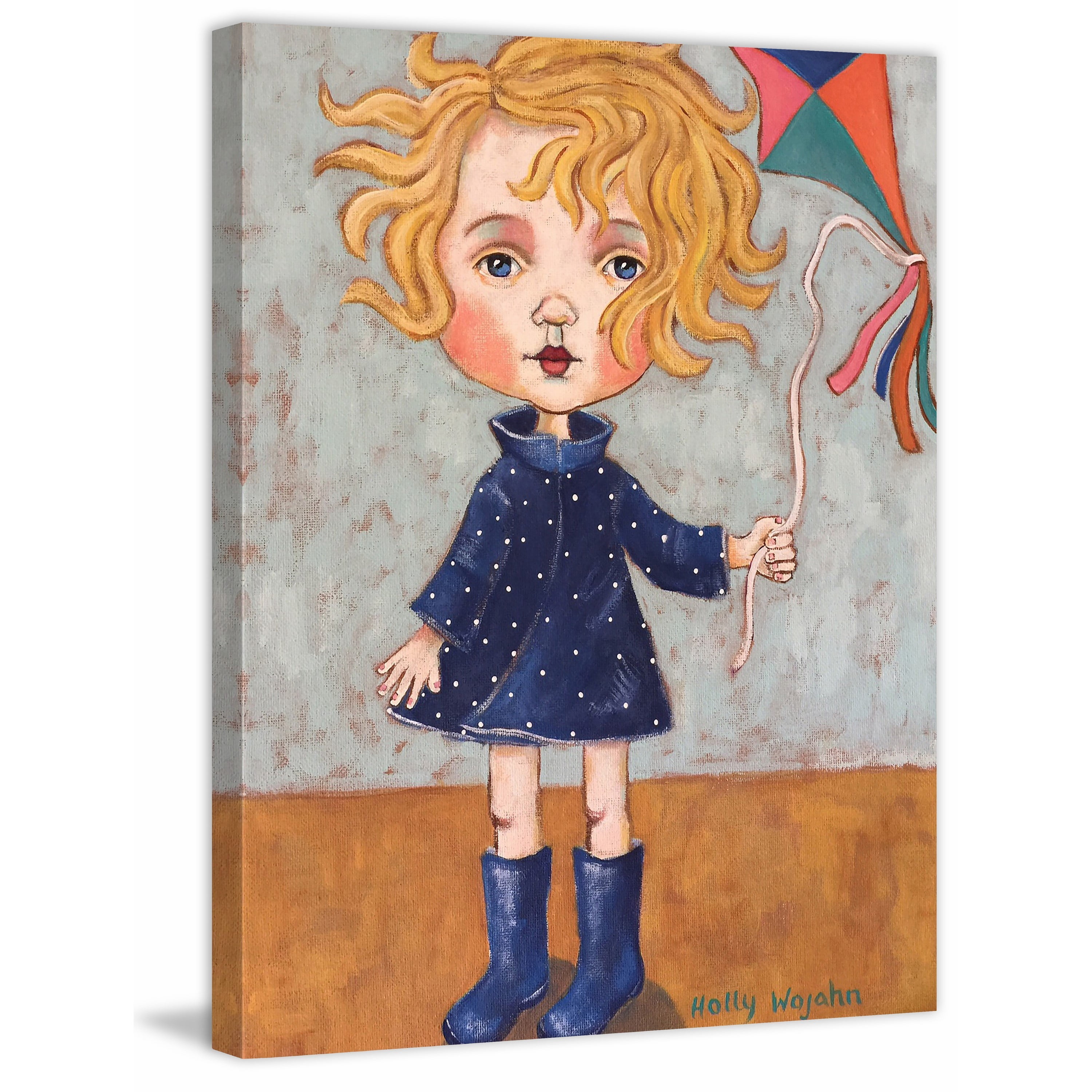 "Kate and Kite" Painting Print on Wrapped Canvas