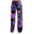 thumbnail image 4 of Hearthz Valentines Day Pajamas Pants Women Love Heart Print Pajamas Pants Women Drawstring Wide Leg Women's Lounge Pants, 4 of 6