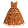 thumbnail image 2 of IDOPIP Embroidery Flower Girl Lace Tutu Dress for Kids Wedding Pageant Birthday Party First Communion Dresses Princess Bridesmaid Ball Maxi Gown 11-12 Years Orange, 2 of 7