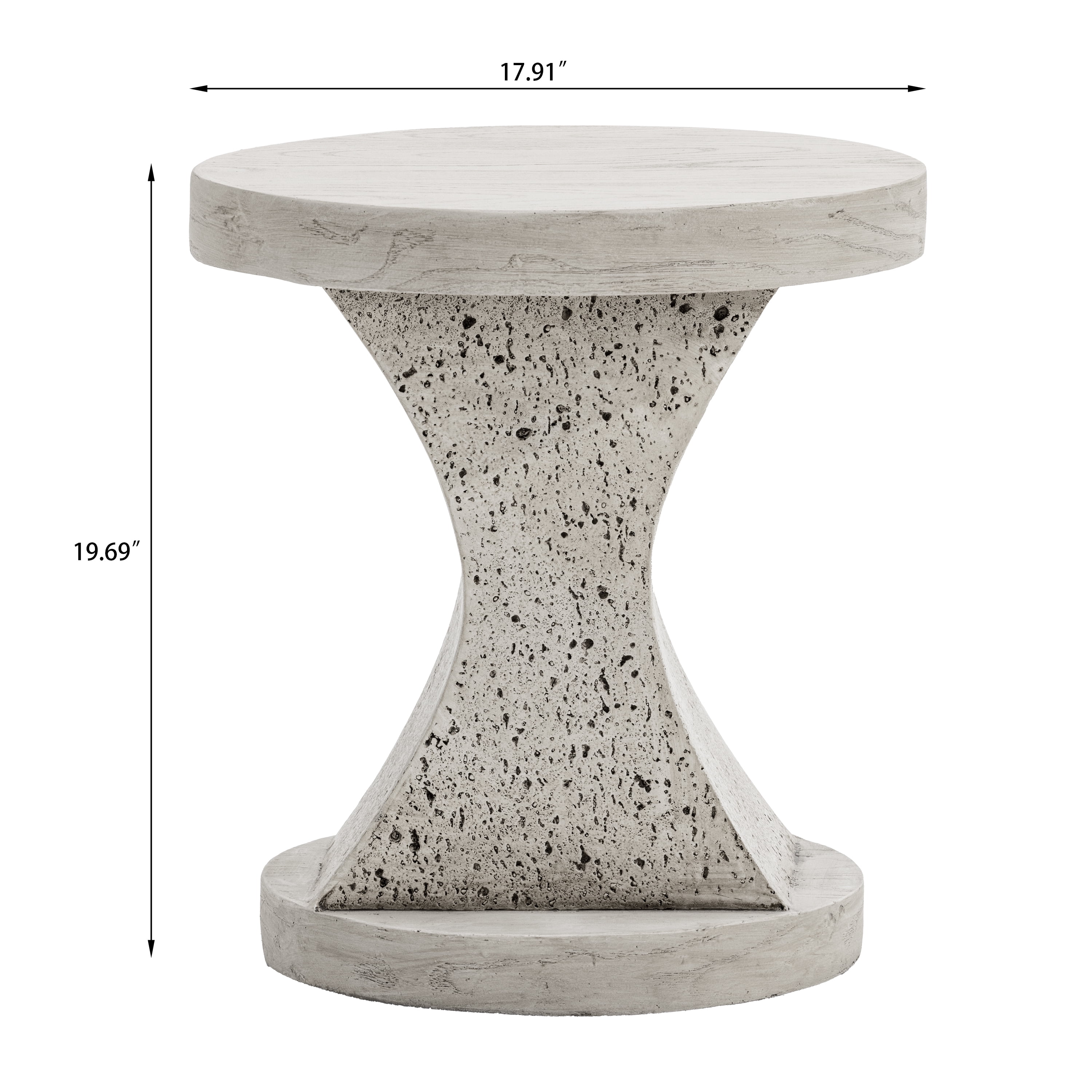 Hourglass MGO Side Table–Waterproof, Fireproof, Sturdy & Textured–No Assembly Required，Ivory Oak Travertine