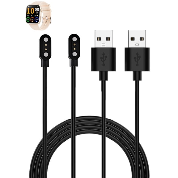 [2 Pack]Magnetic Charger Cable for Mingdaln 1.93-inch Fitness Tracker,Compatible for Mingdaln Smart watch Charging Replacement Accessory 1M/3.3ft - Black