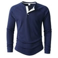 thumbnail image 2 of MOJOGO Quarter Button Up Shirts for Men Lightweight Long Sleeve Pullover Tops Loose Loungewear Top Classic Outfits Navy 3XL, 2 of 9