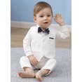 thumbnail image 3 of CARETOO Newborn Baby Boy Clothes Suit Formal Outfits Suspender Pants Beret Hat Wedding Cotton Fabric, 3 of 11