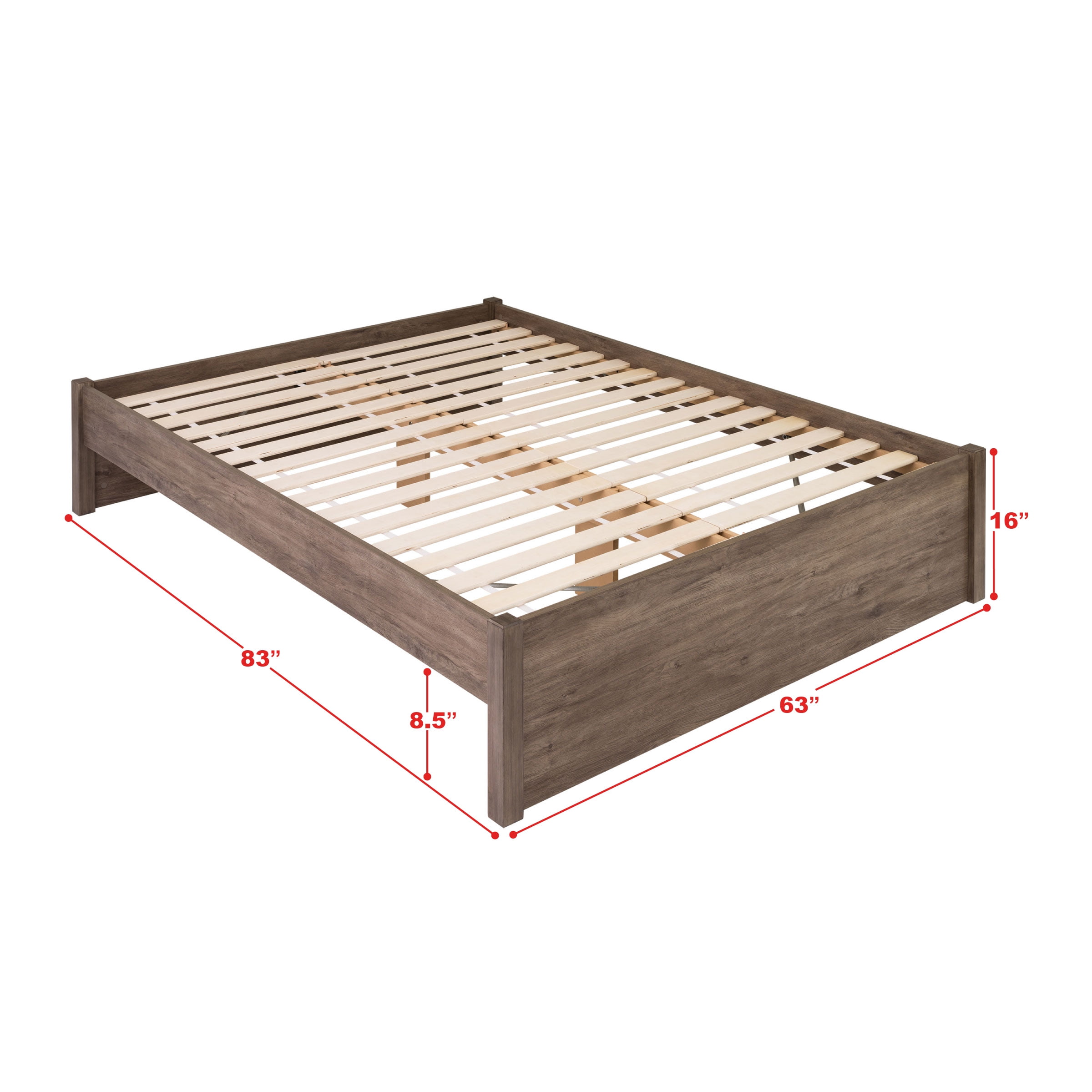 Prepac Select 4-Post Platform Bed, King, Drifted Gray
