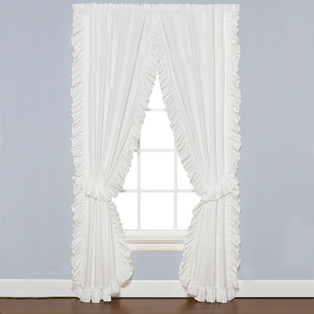 Sarah ruffled white priscilla curtain pair 82x63