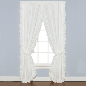 Isabella Ruffled Sheer Fabric Rod Pocket Window Curtain Set