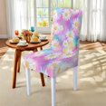 thumbnail image 4 of Xoenoiee Daisy Tie Dye Print 5 PCS Tablecloth and Chair Covers Set, Protective & Stretchable Table Cover with 4 Seat Slipcovers for Home Kitchen, Banquet, Party (Rectangle Tablecloth, 82x55 Inch), 4 of 6