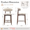 thumbnail image 6 of AFO 26" Counter Height Bar Stools Set of 3, Kitchen Bar Stools With Curved Back & Wood Legs, Mid Century Modern Upholstered, For Kitchen Island Dining Room, Beige, 6 of 8