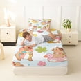 thumbnail image 4 of Erosebridal Swimming Capybara Kid Twin Sheet Sets, Summer Ocean Seashell Bedding, 3-Piece, 4 of 5