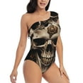 thumbnail image 3 of Honeii Metal Style Horned Skull for women's one-piece swimsuit featuring a chic one-shoulder design experience elegance and style in the water-X-Large, 3 of 6