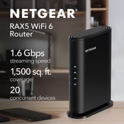 NETGEAR WiFi 6 Router (RAX5) – Security Features, AX1600 Wireless Speed (Up to 1.6 Gbps) - Covers up to 1,500 sq. ft., 20 Devices