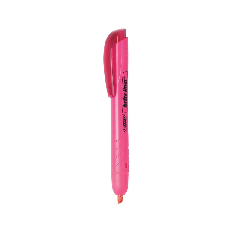 Bic Brite Liner Grip - Resaltador fluorescente, punta de cincel, rosa,  resaltador 12