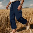 thumbnail image 2 of Pantalons pour Hommes en Liquidation! Pantalons Noirs pour Hommes Pantalons de Survêtement en Coton pour Hommes Pantalons de Travail pour Hommes Coton Lin Extensible Amples Confortables Pantalons Cargo Couleur Unie Légers Pantalons de Randonnée en Plein Air, 2 of 6