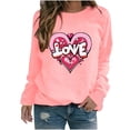 thumbnail image 1 of Amzcrzy Hauts pour Femmes Décontractés Col Rond Printemps Été Hauts Mode Imprimé Cœur d'Amour Saint-Valentin Chemises pour Femmes Classique Polyvalent Manches Longues Tee-Shirt Valentines, 1 of 3
