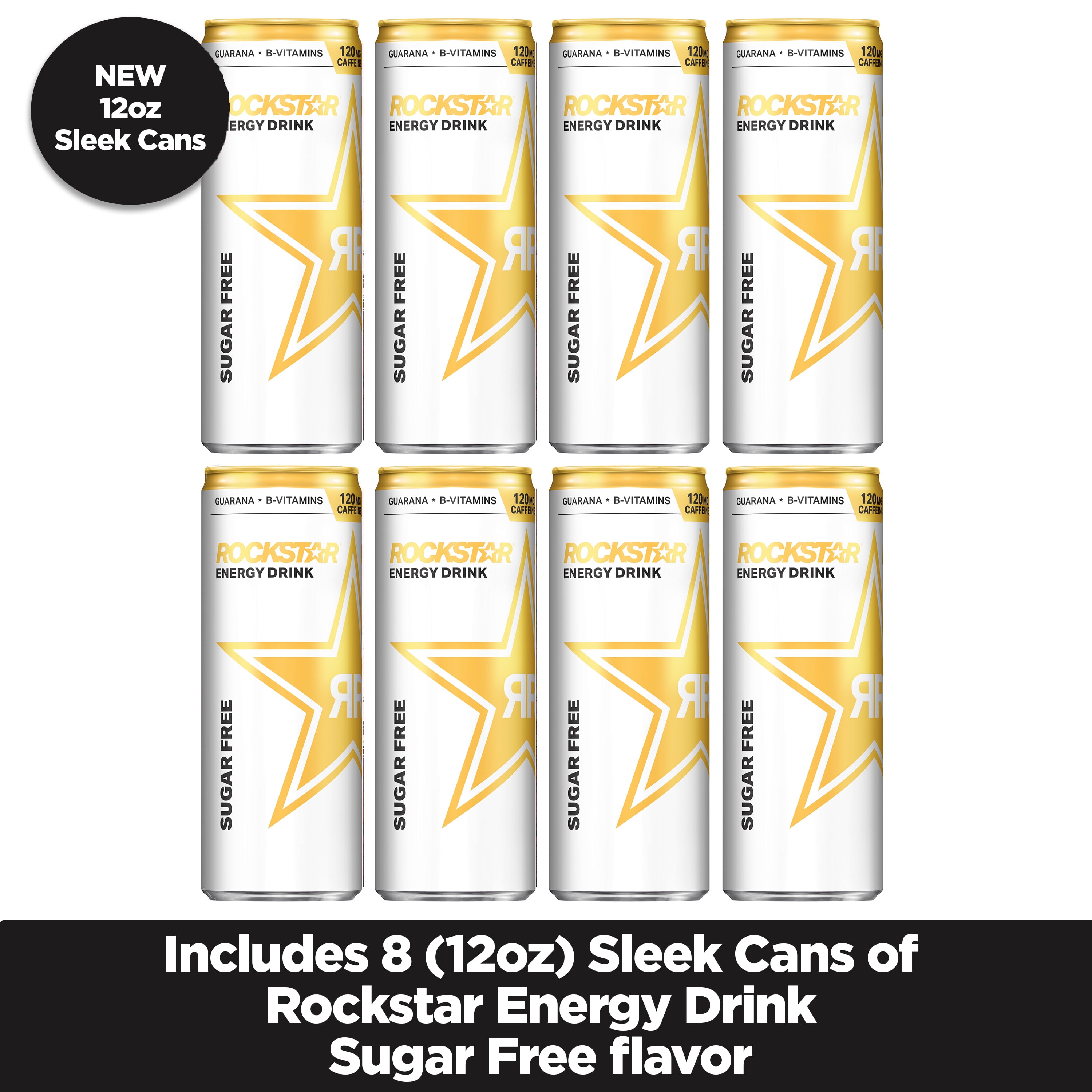 Rockstar Sugar Free Energy Drink 12oz 8pk Sleek Can