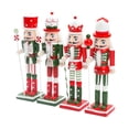 thumbnail image 4 of 4x Xmas Nutcracker Ornaments Decorative Crafts, Holiday Present, Traditional Scene Layout Accessories Desktop Decor Wood Doll 18cm, 4 of 10
