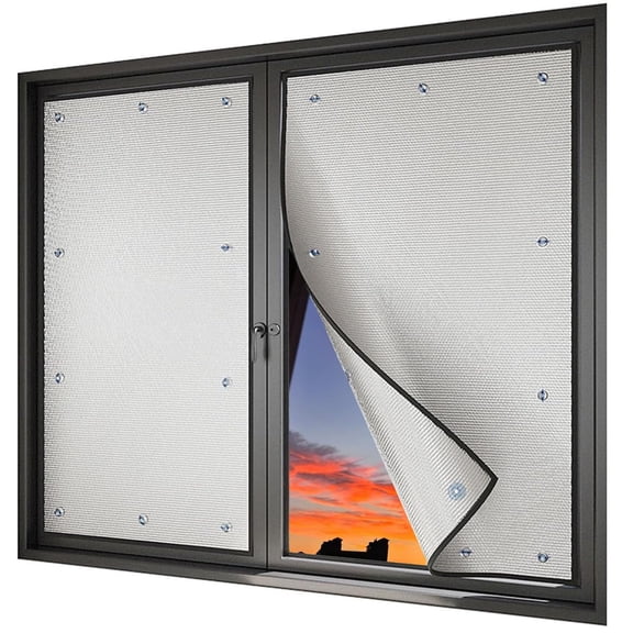 Heat Reflective sun blocking Window Film, 8mm Thermal Insulation Aluminum Foil, Sunscreen Privacy Glass Tint Sticker with Suction Cups,1PC