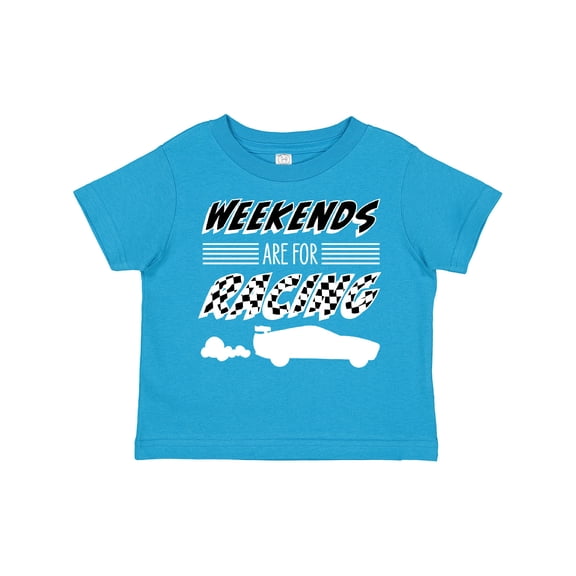 Inktastic Weekends Are for Racing Race Car Silhouette and Racing Flag Boys or Girls Toddler T-Shirt