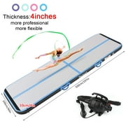 FBSPORT 5m*1m*0.1m Blue Air Track Brushed Tumbling mat Inflatable Gymnastics airtrack with Electric Air Pump for Practice Gymnastics, Tumbling,Parkour, Home Floor