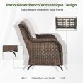 thumbnail image 5 of PARKWELL Outdoor Wicker Loveseat Glider with Beige Cushion in Brown Rattan Finish, 5 of 9