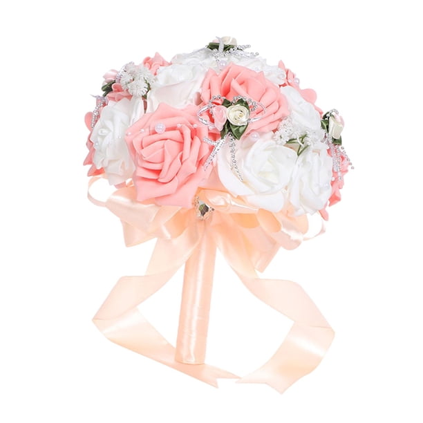 Ramo de novia con rosas artificiales para dama de honor, elegante artesanía.