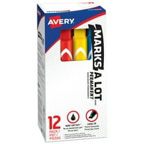 Avery Marks A Lot Permanent Markers, Large Desk-Style, Assorted, 12/BX
