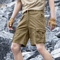 thumbnail image 3 of Quick Dry Athletic Shorts Men's Cargo Shorts 5 Inch Relaxed Fits Button Waist Quick Dry Lightweight Loose Outdoor Hiking with Multi Pocket Brown S, 3 of 6