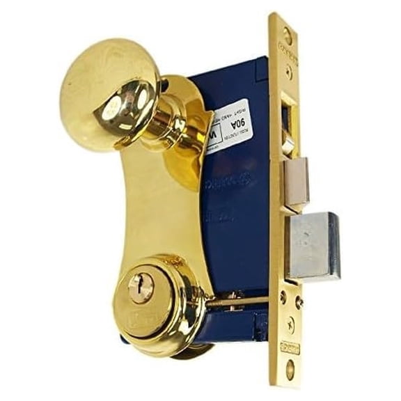 Marks 21AC RHR Double Cylinder Iron Gate Ornamental Knob Plate Mortise Lock Set with 2-1/2" Backset