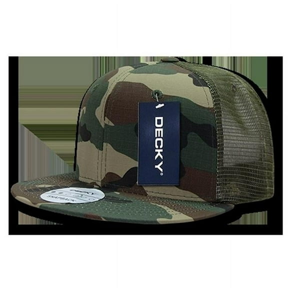 Decky 241-WDL Ripstop Flat Bill Trucker Caps, Woodland
